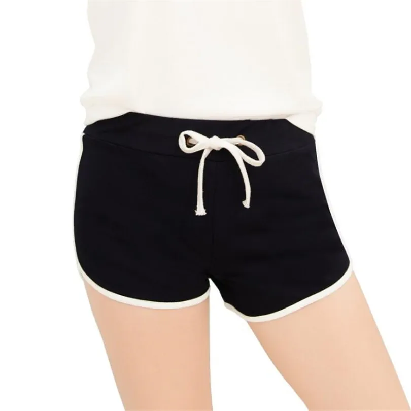 

YRRETY Summer Shorts Women Elastic Waist Tunic Drawstring Elegant Apparel Candy Colors Beach Casual Brand Cotton Clothing 2018