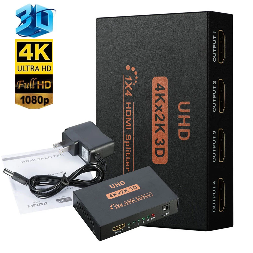 Ultra HD 4K HDMI сплиттер 1X4 порт 3D 1080P * 2K видео переключатель 1 вход 4 выхода концентратор