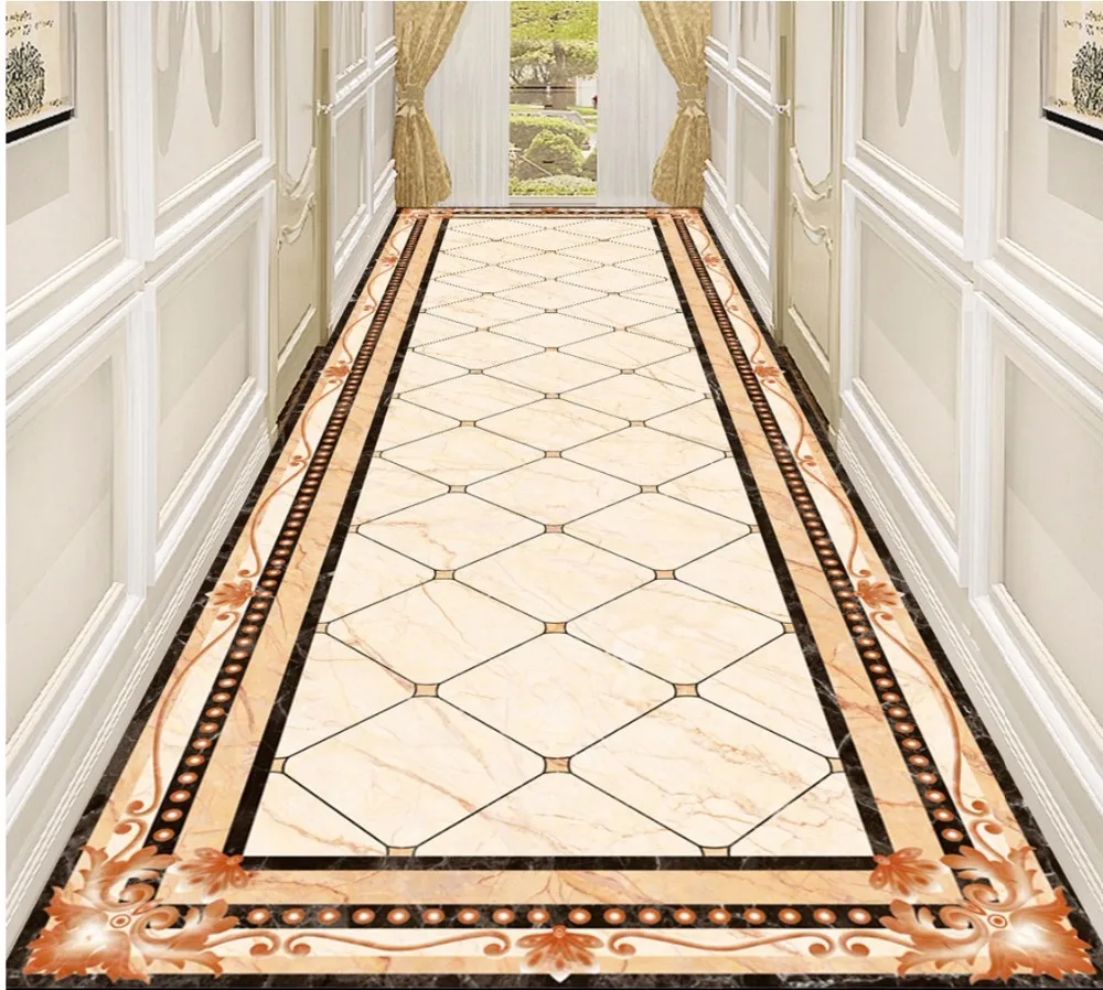 beibehang Custom photo wallpaper high-grade marble corridor aisle
parquet pattern mural wallpaper living room floor painting