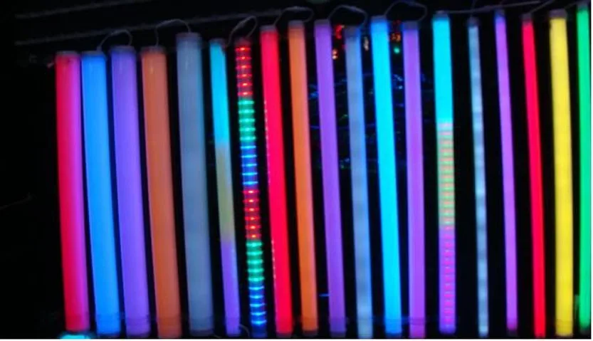 50 шт./лот светодиодная цифровая трубка RGB Led ламповый светильник 6 пикселей 12 Вт Светодиодная трубка 8 пикселей для украшения зданий+ адаптер питания+ contro