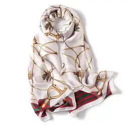 Моделирование Шелковый шарф Европа и США с модным принтом шелковый шарф большой Размеры солнцезащитное пляжное полотенце кондиционер T6