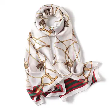 

Simulation Silk Scarf Europe and the United States Fashion Printed Silk Scarf Large Size Sunscreen Beach Towel Air Condition T6