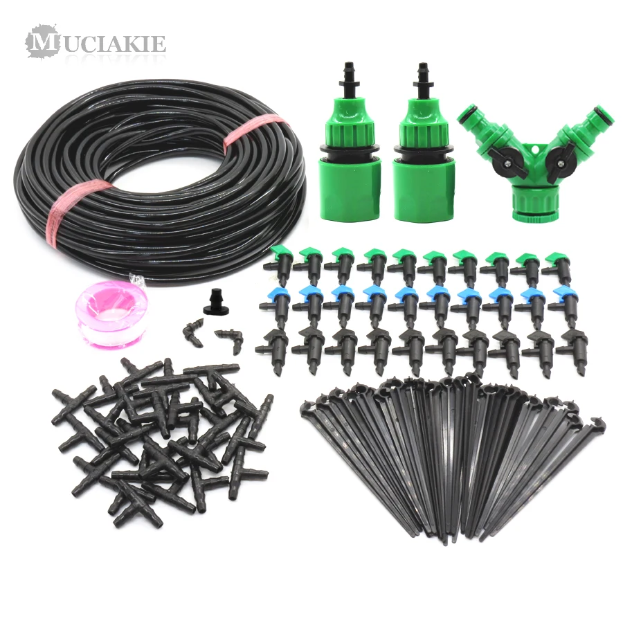

MUCIAKIE 25m 1 Set Garden Watering System Kit Automatic Micro Drip Irrigation for Home Garden Yard Flowers Plants Tree Vegetable