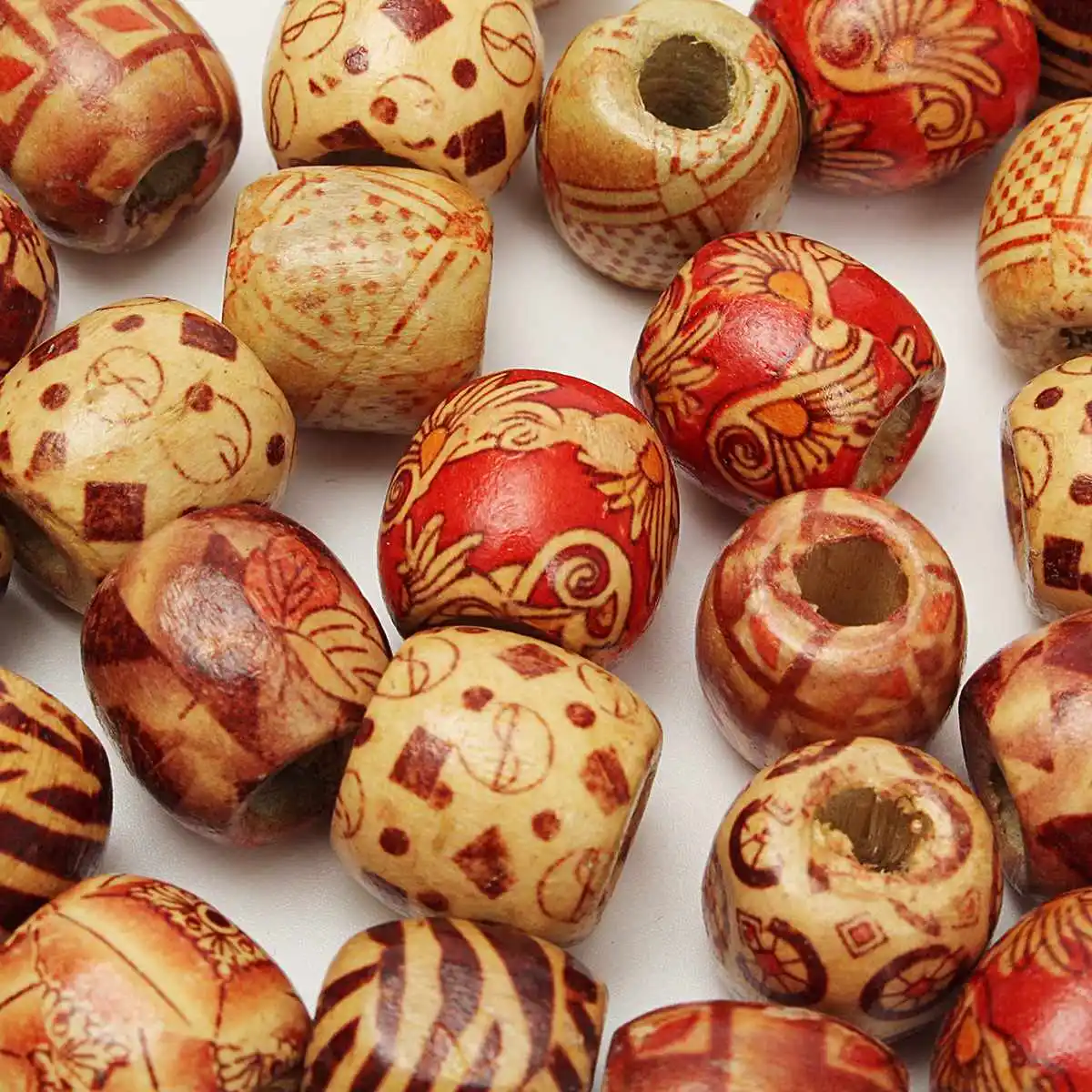 50Pcs Dreadlock Bead Wooden Hair Beads Braiding Big Hole Dreadlock Bead