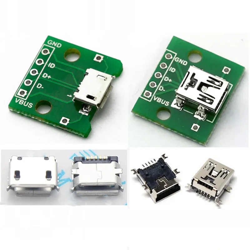 5 шт. Mini Micro USB SMD DIP мм 2 54 адаптер гнездо разъем модуль доска Pinboard PCB запчасти DIY