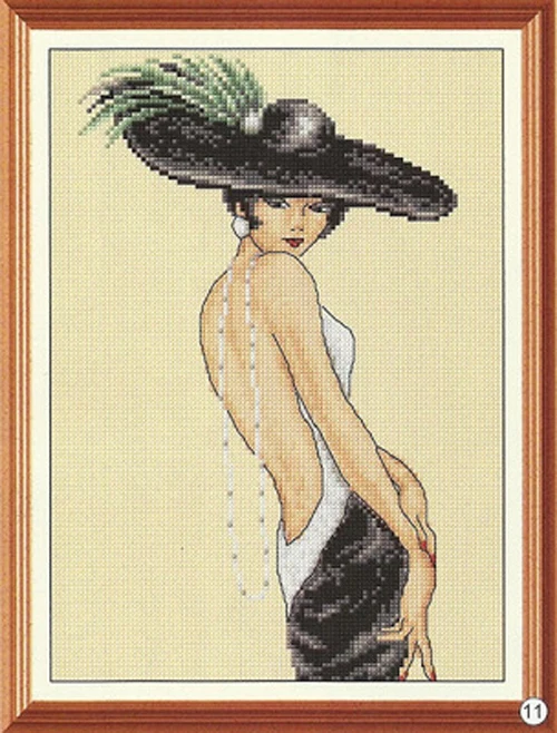 

Needlework 14CT Cross Stitch, DIY Count Cross Stitch, Embroidery Set, Charming woman with hat