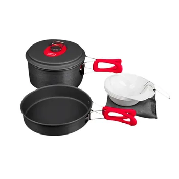 

ALOCS CW-C29 Ultralight Outdoor Camping Cookware Pot Set Pot Pan Bowl Tableware Picnic Cooking Tools Set for 1-2 People