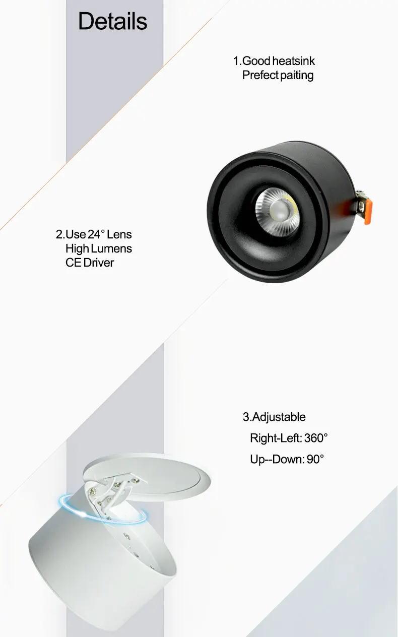 Free shipping surface mounted LED Downlight 3W 5W 7W 9W 12W 15W Round LED Recessed down light Lamp 110V 220V 240V Bulb Bedroom (4)