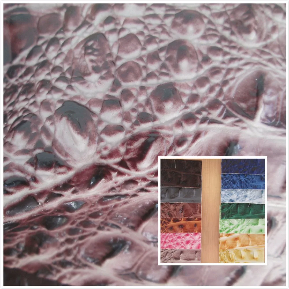 

NEW! High quality 3D crocodile grain toughness faux leather fabric PVC synthetic leather 13 color textile fabric for bag belt