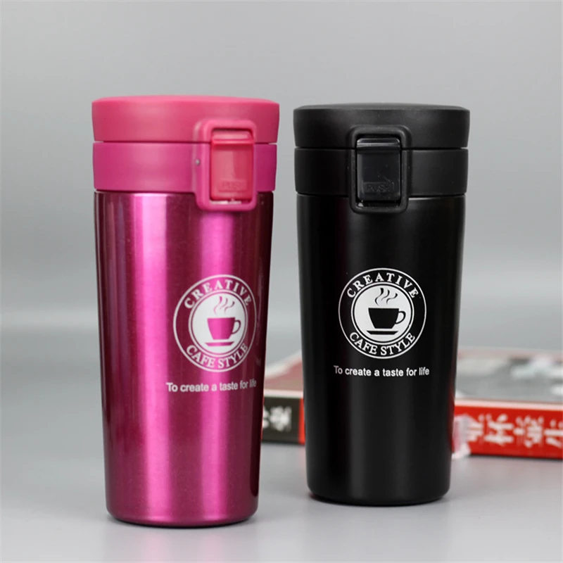preço 1 pc 380 ml Do Veículo Do Carro Caneca de Café Garrafa Térmica de Vácuo de Aço Inoxidável Copo Reto Copo de Acampamento Ao Ar Livre Caminhadas garrafa de Água Bebida garrafa