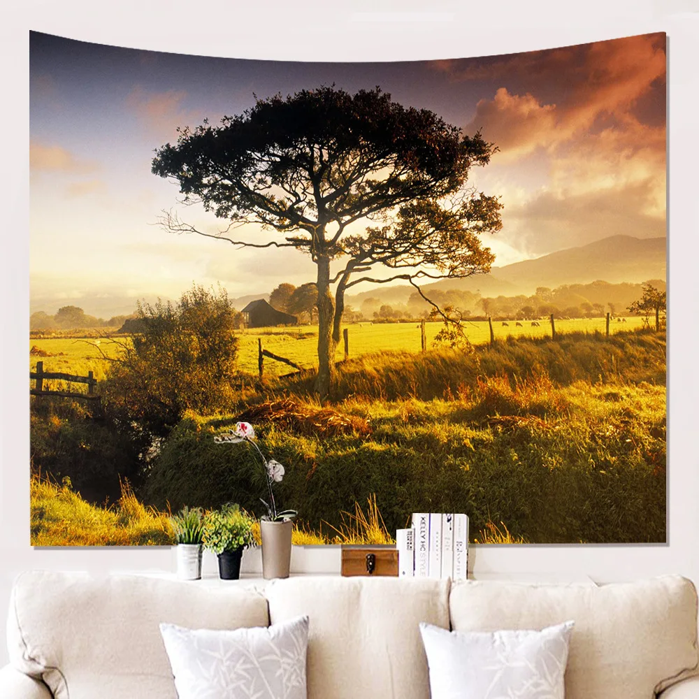 Byetee Tree Printed Wall Hanging Tapestry Scenic Tapestry For Living