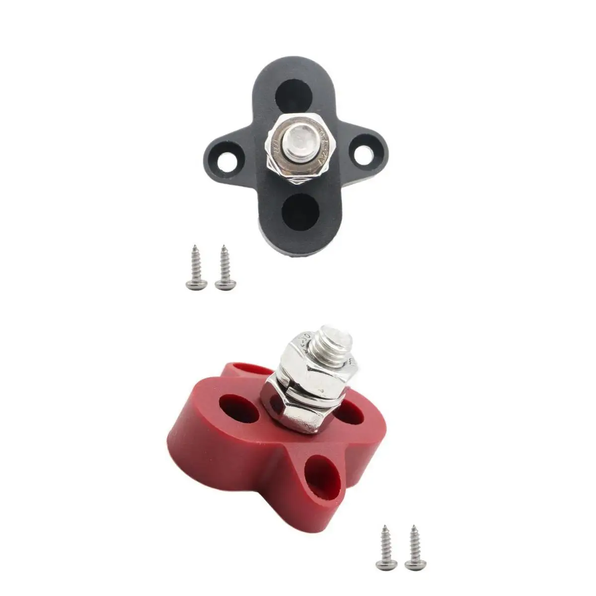 2 PCS Nylon Truck Boat Bus Bar Single M8 Terminal Positive Power Distribution Stud with Screws for Trucks RVs Coaches Boats