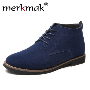 

Merkmak Fashion Genuine Leather Men Ankle Boots 2018 Lace Up Men Autumn Boots Shoes Outdoor Casual Men Winter Shoes Botas Homme