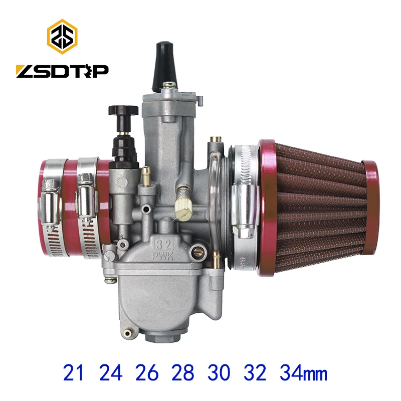 

ZSDTRP Motorcycle PWK Carburetor With Air Filter Adapter 21 24 26 28 30 32 34mm for ATV Dirt Bike GO KART