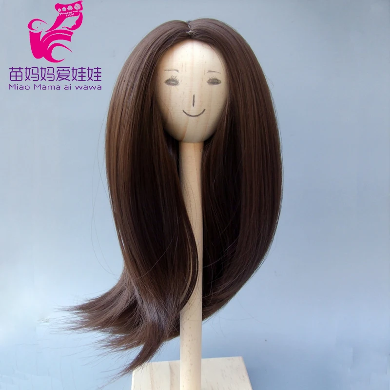 Natural Dark brown Color Soft High Temperature Straight Hair Wig for 1/3 1/4 1/6 doll for Russian handmade doll wigs parrucca perruque dyz 516 lolita long dark brown anime cosplay hair wig natural hair wigs