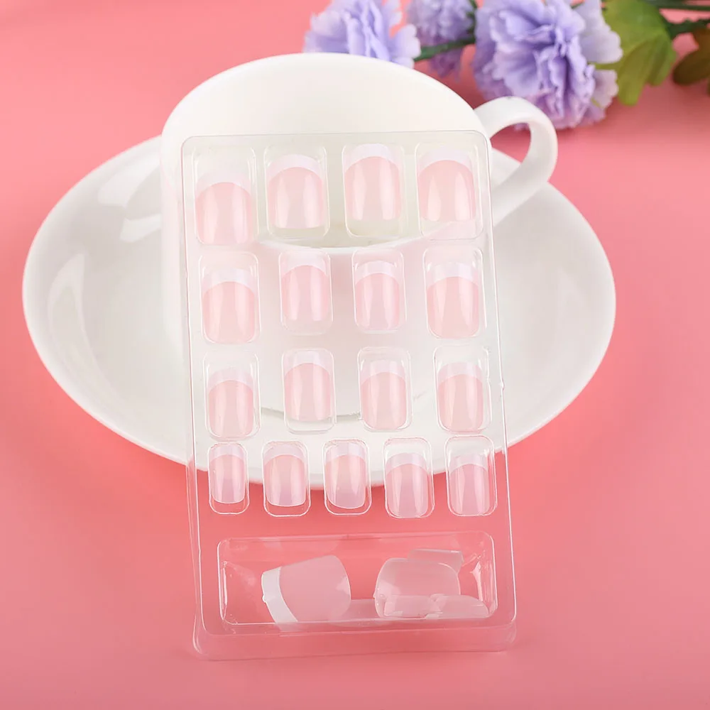 

24Pcs Natural French Short False Nails 3 Styles Acrylic Classical Full Artificial Nails for Home Office Faux Ongles Fake Nails