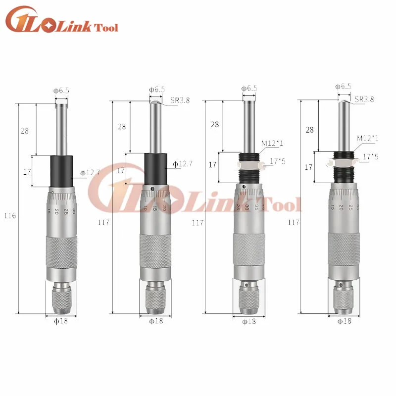 Серебряная плоская игла круглого типа головка микрометра 0-25 мм 0,01 мм с рифленой ручкой регулировки головка микрометра инструмент для измерения