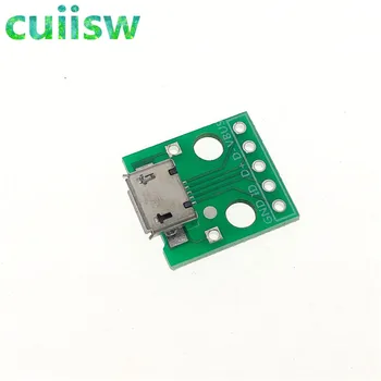 

cuiisw 100pcs MICRO USB to DIP Adapter 5pin female connector B type pcb converter