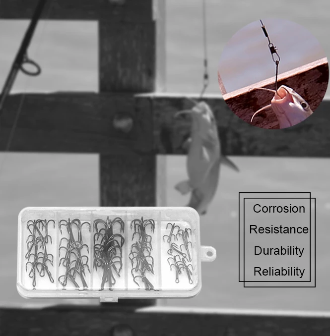 THEKUAI тройные Крючки рыболовные крючки высокоуглеродистой Сталь рыболовные приманки Размеры#2/4/6/8/10 рыболовные снасти 50 шт./кор