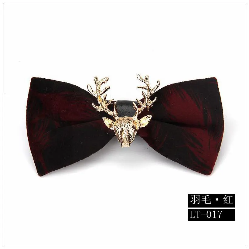 Свадебные праздничные подарки Золотой Рождественский голова оленя бархатный предварительно завязанный Галстук-бабочка шампанского галстук-бабочка