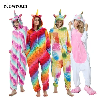 

Women Pajamas Adult Anime Pajamas Sets Cartoon Sleepwear Flannel Animal Kigurumi Unicorn Pijama Winter Warm Hooded New Style