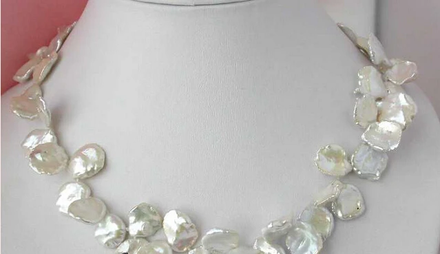 

0001314 NATURAL 18" 20mm baroque white keshi reborn pearl necklace