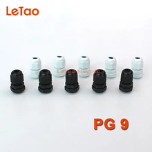 10 шт./лот PG9 нейлон водонепроницаемый кабельный сальник пластиковый разъем IP68 резьбовой входной электрический контакт черный, белый цвет для 4-8 мм
