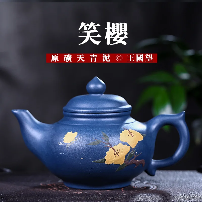 

Yixing Enameled Pottery Teapot Raw Ore Azure Mud Kingdom At Pure Manual Famous Teapot Wholesale Travel Tea Set Generation Hair