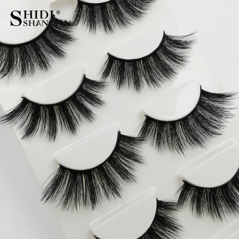 

SHIDISHANGPIN 1 Box Eyelashes Mink Eyelashes 3d Mink Hair Lashes Handmade Volume Lashes Natural Long 4 Pairs False Eyelashes