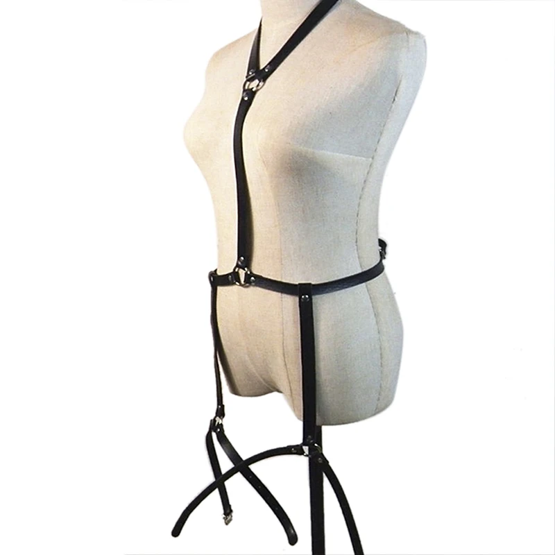 Punk Gothic Leather Harness Sexy Women Waist Sex Garters Belts  Bandage Straps Bra Garter Body Belts Chest