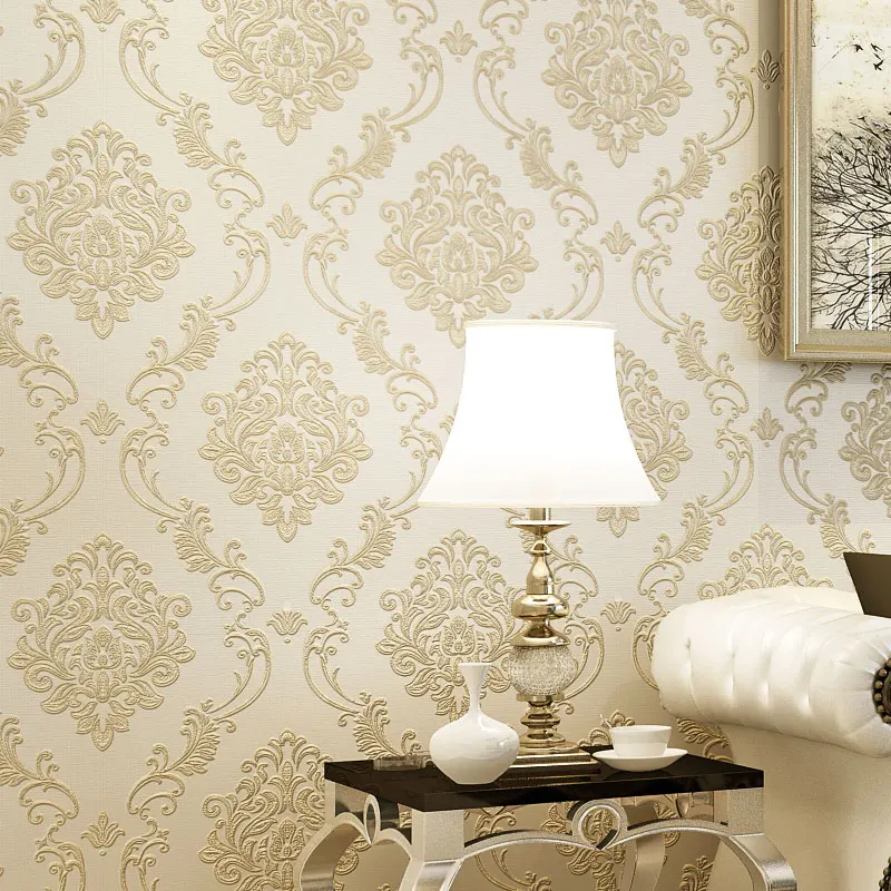 Classic European Style Wall papers Home Decor embossed 3D Damask Wallpaper Roll Bedroom Living Room Sofa TV Background Classic European Style Wall papers Home Decor embossed 3D Damask Wallpaper Roll Bedroom Living Room Sofa TV Background