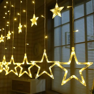 

Star Light Six Major Six Small Star Decorative Lights Warm White Pentagram Curtain Light
