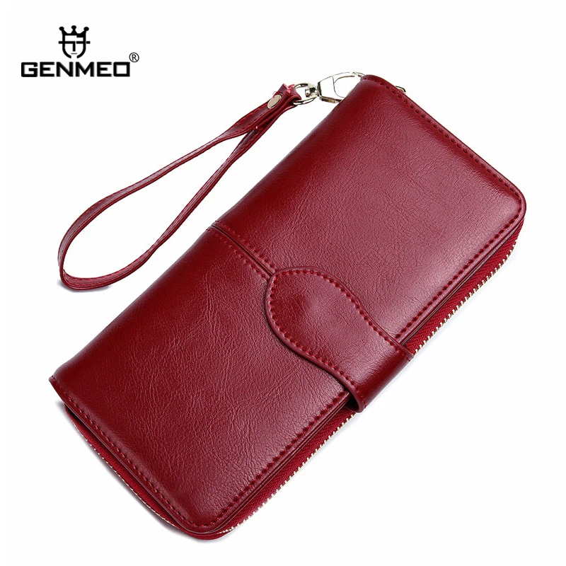 

GENMEO Genuine Leather Wallet Women Real Leather Coin Purse Fashion Sexy Ladies Cluth Cards Holder Bolsa