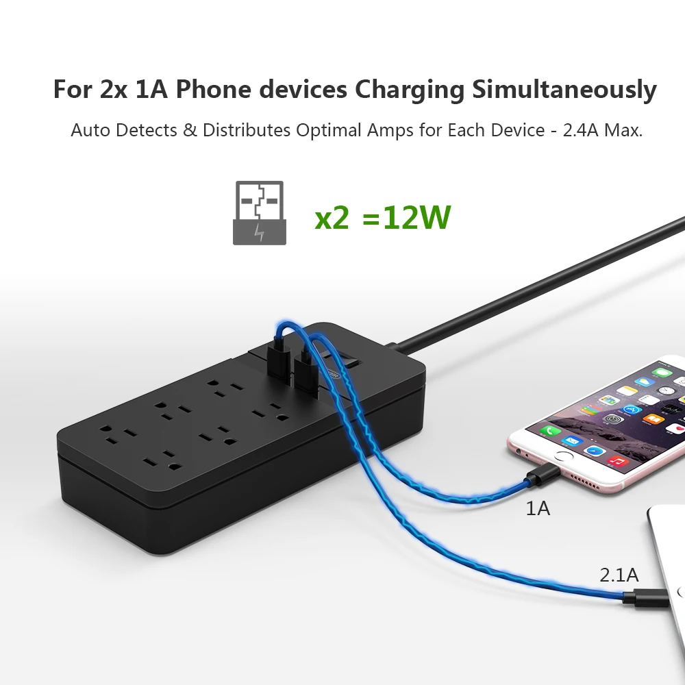 NTON POWER USB удлинитель питания защита розетки от скачков напряжения 6 AC 2 порт с
