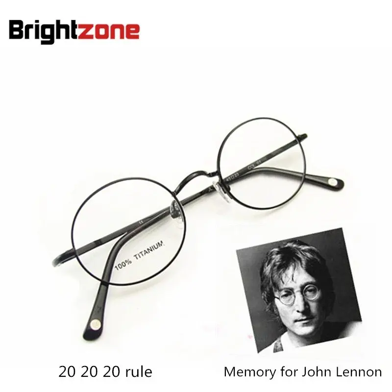 US $35.99 Free Shipping Vintage Fullrim John Lennon Round Spring Hinge Pure Titanium Eyeglasses Eye Glasses Frame Oculos De Grau Femininos