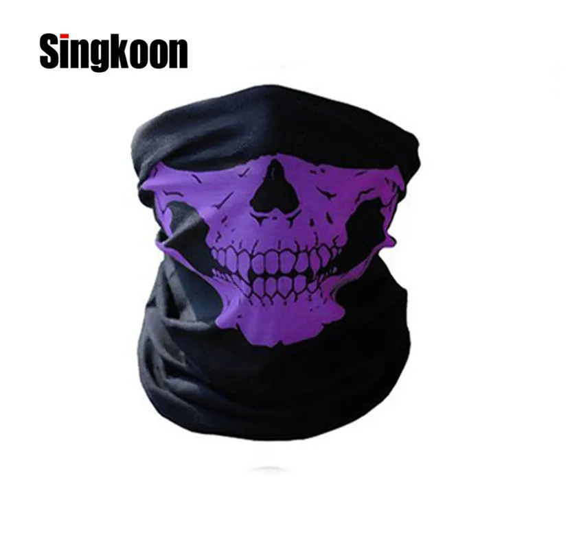 Балаклава мотоциклетная маска с черепом и призраком мото бандана-капюшон Лыжная маска для лица ветрозащитная армейская тактическая маска для лица - Цвет: Фиолетовый