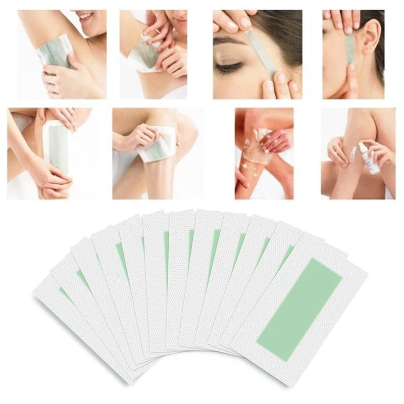 

10PCS Hair Removal Double Side Cold Wax Strips Paper for Leg Body Facial Hair Hot Sale Professional Hair Removal Cream