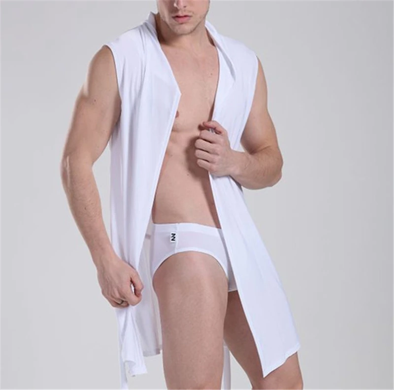 

Men Robes Bath Bathrobe Men Solid Bathrobe Men Bathing Pyjamas 4 Color Plus Size XXL Sexy Pajamas Summer Comfortable V-Neck