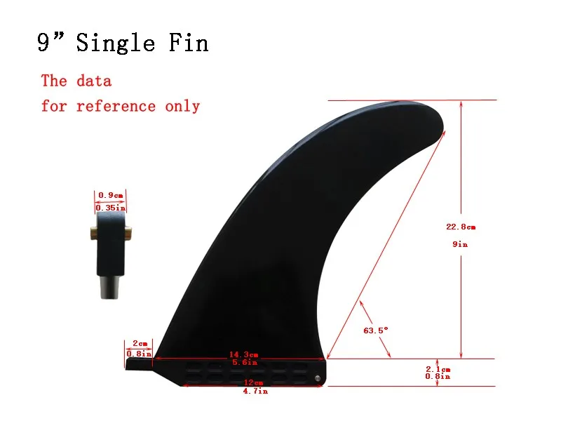 Одиночные плавники 9' длина для серфинга плавники, лонгборд Центр плавники Горячая SUP доска плавники