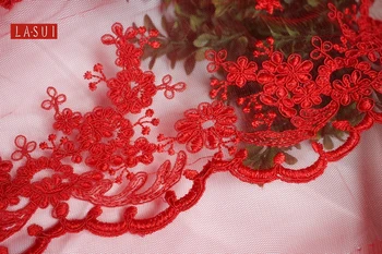 

LASUI Heavy plum blossom fine Car bone lace car skeleton yarn embroidery lace fabric wedding bridal dress cheongsam fabric