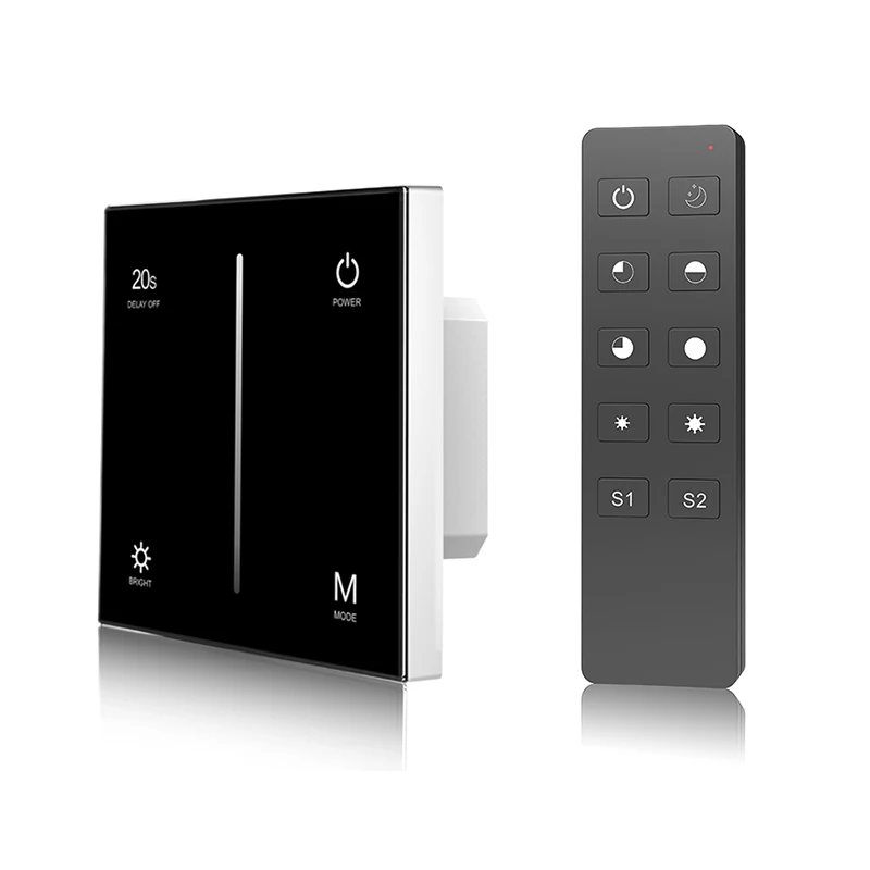S1-T black and R1 Светодиодный Triac диммер Высокое напряжение переменного тока Высокое Напряжение 220V 230V 120V Сенсорная панель 2,4 г RF Беспроводной пульт дистанционного управления для Светодиодный лампа использует светодиодный Triac диммер - Цвет: S1-T black and R1