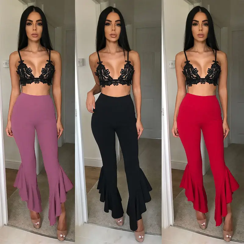 

Women Sexy Summer Wide Leg Pants Casual Loose Stretch High Waist Wide Leg Long Pants Palazzo Trousers