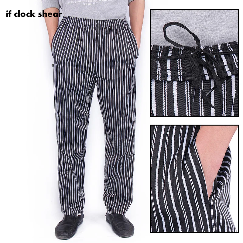 

High Quality Chef work clothes men cooker pant hotel restaurant uniform bakery catering Breathable kitchen elastic trousers New
