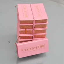 100pcs False Eyelash Packaging Box with custom your Private Logo Fake 3d Mink Lash Boxes faux cils strip pink square case Empty