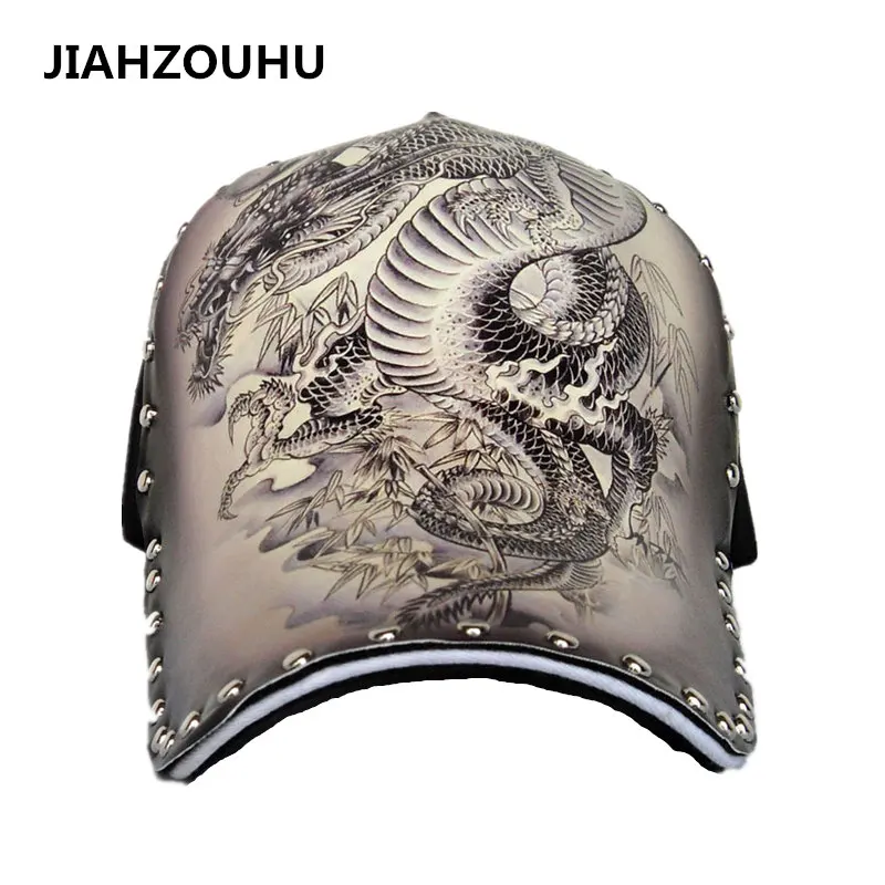 

Metal Patchwork Dragon Pattern Male Baseball Cap Hip Hop Hat Snapback Simple Classic Caps Brands Women's Cap Outdoor Men's Hats