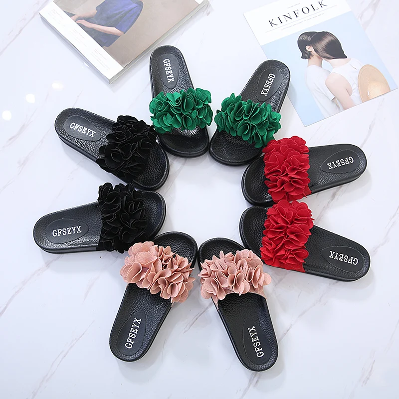 Buy Flower Design Woman Flip Flops Ladies Slippers