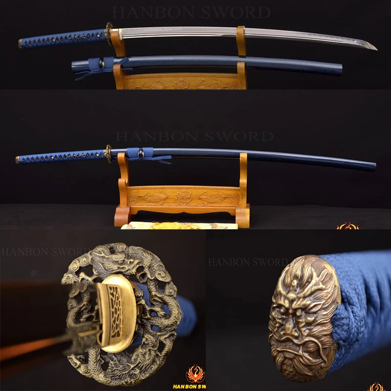 JAPANESE SAMURAI SWORD KATANA FULL TANG HARD WOODEN REAL RAYSKIN WRAPPED SAYA HANDFORGE 1095 CLAY TEMPERED