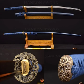 

JAPANESE SAMURAI SWORD KATANA FULL TANG HARD WOODEN REAL RAYSKIN WRAPPED SAYA HANDFORGE 1095 CLAY TEMPERED BLADE KAMASU-Kissaki