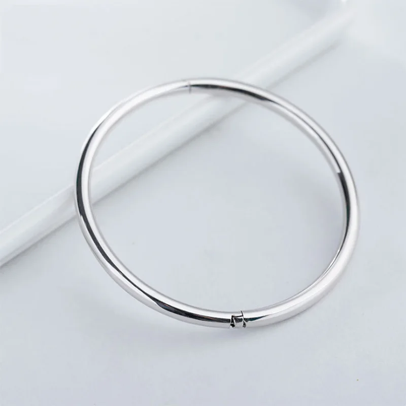 

990 Sterling Silver Bracelets Bangles For Women Fashino Classic Minimalist Wristband Silverware Retro Cuff Bangle Female Jewelry