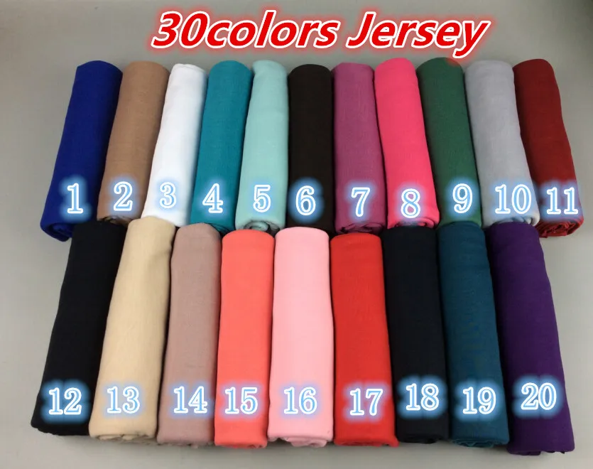 

30 color High quality jersey scarf cotton plain elasticity shawls maxi hijab long muslim head wrap long scarves/scarf 10pcs/lot